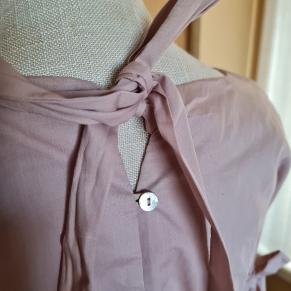 Free People Pink Mauve Bell Sleeve Cotton Blouse So Obviously Yours Flow NWT - Picture 8 of 10
